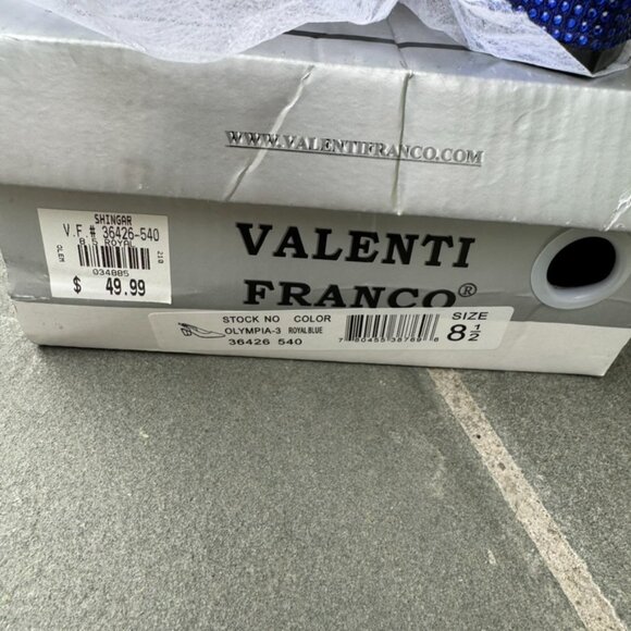 Valenti Franco Rhinestone Blue Pointed Toe Slingback Evening Shoes - Size 8.5M - Picture 5 of 7